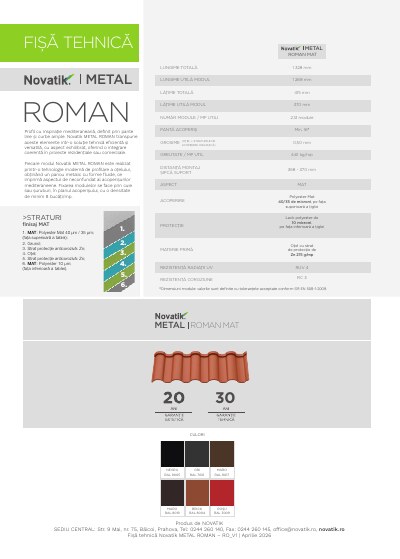 Fisa tehnica Novatik METAL ROMAN